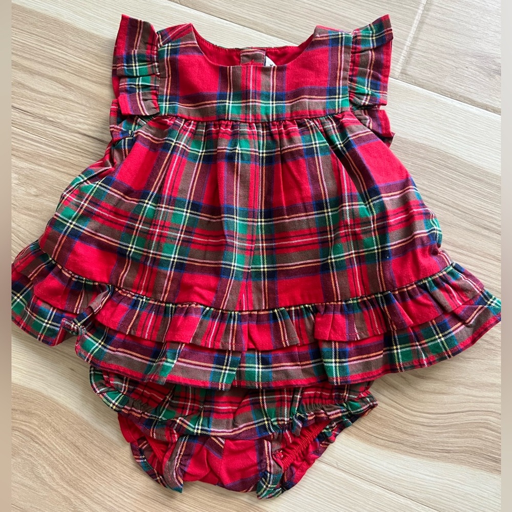 Janie and Jack red holiday plaid dress with bloomers